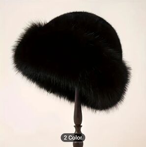 New Elegant Black Faux Fur Hat#945-233